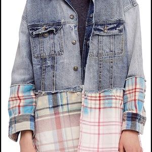 Free People Sirius Plaid mixed media jacket